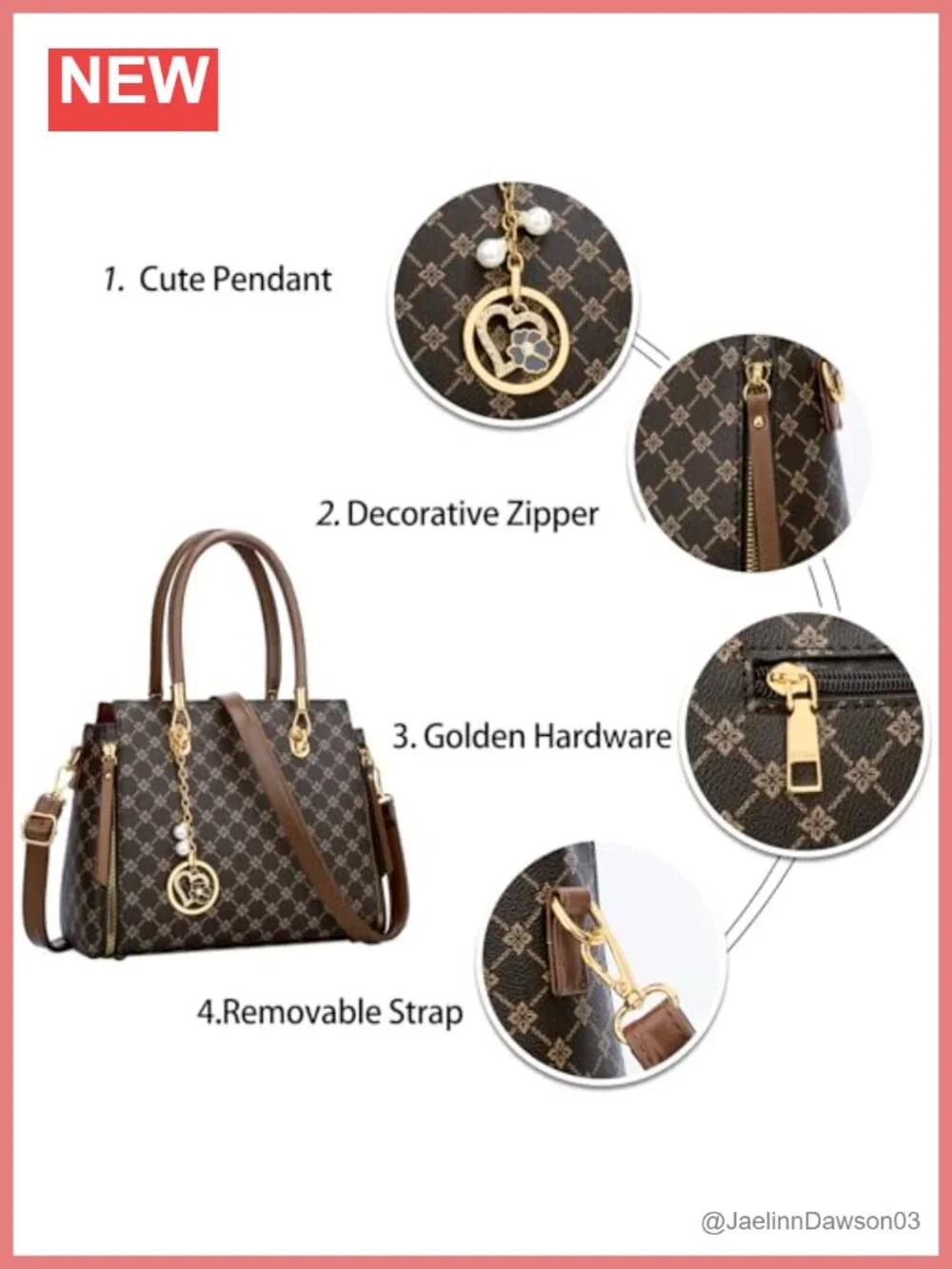 Satchel Handbag Faux Leather Shoulder Bag with Detachable Strap